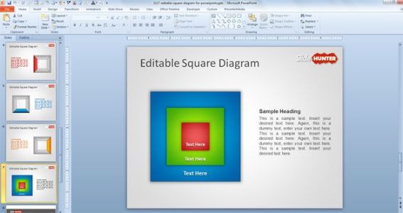 Editable Square Diagram for PowerPoint 